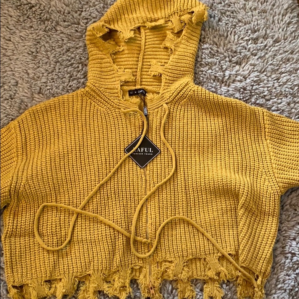 M Yellow Zaful Zip Up Sweater